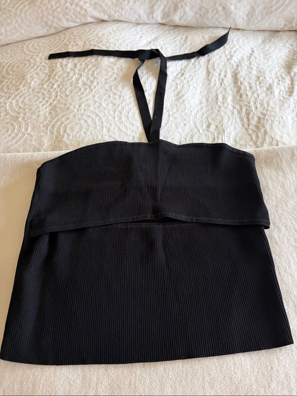 525 America Black Ribbed Halter Tube Top